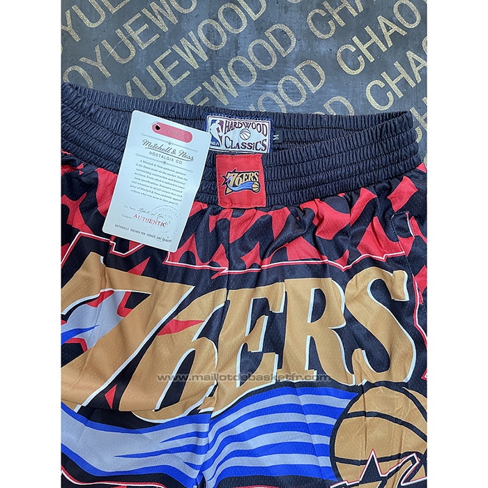 Short Philadelphia 76ers Mitchell & Ness Orange Rouge Noir